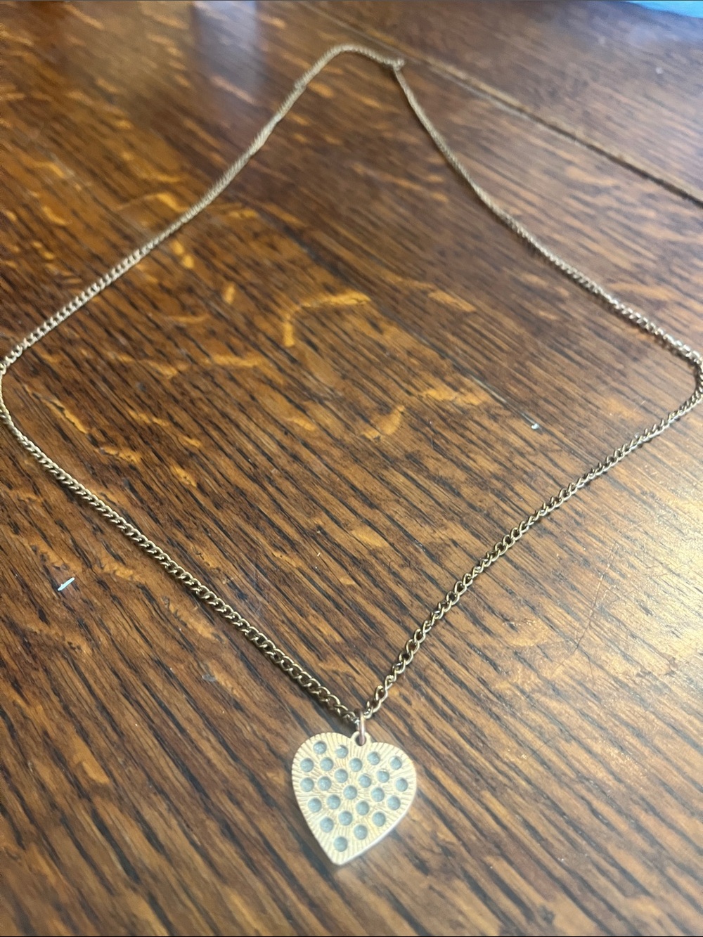 Gold Heart Pendant Necklace with Crystal-Style Accents 24”